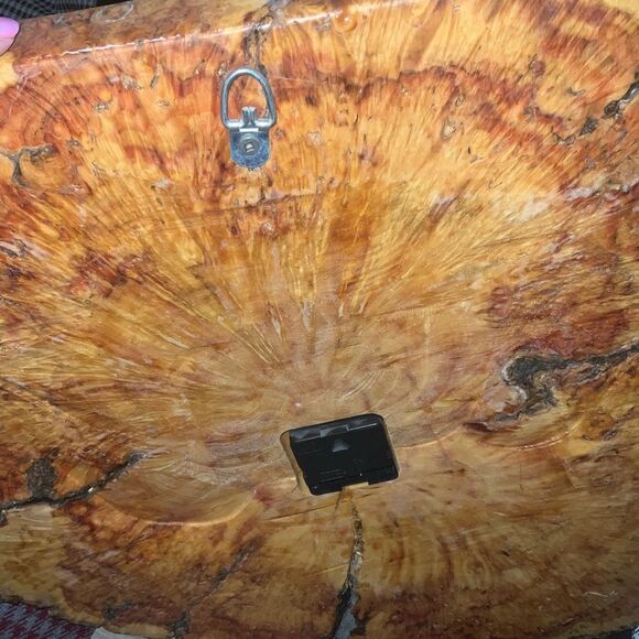 vintage 80s 90s wood slab clock live edge mcm tree trunk handmade - Picture 3 of 5